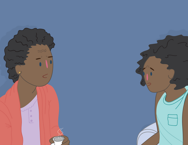 Illustration of a mum and daughter talking