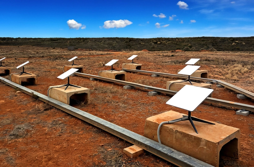 This is an image of a Bonded Vocus Satellite Starlink array