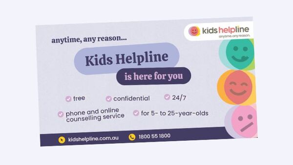 Banner promoting Kids Helpline