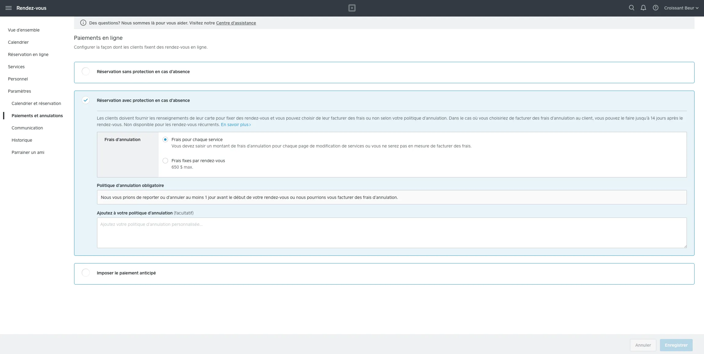 Tableau de bord Rendez-vous