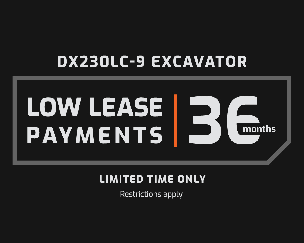 The DEVELON low lease payments for 36 months offer.