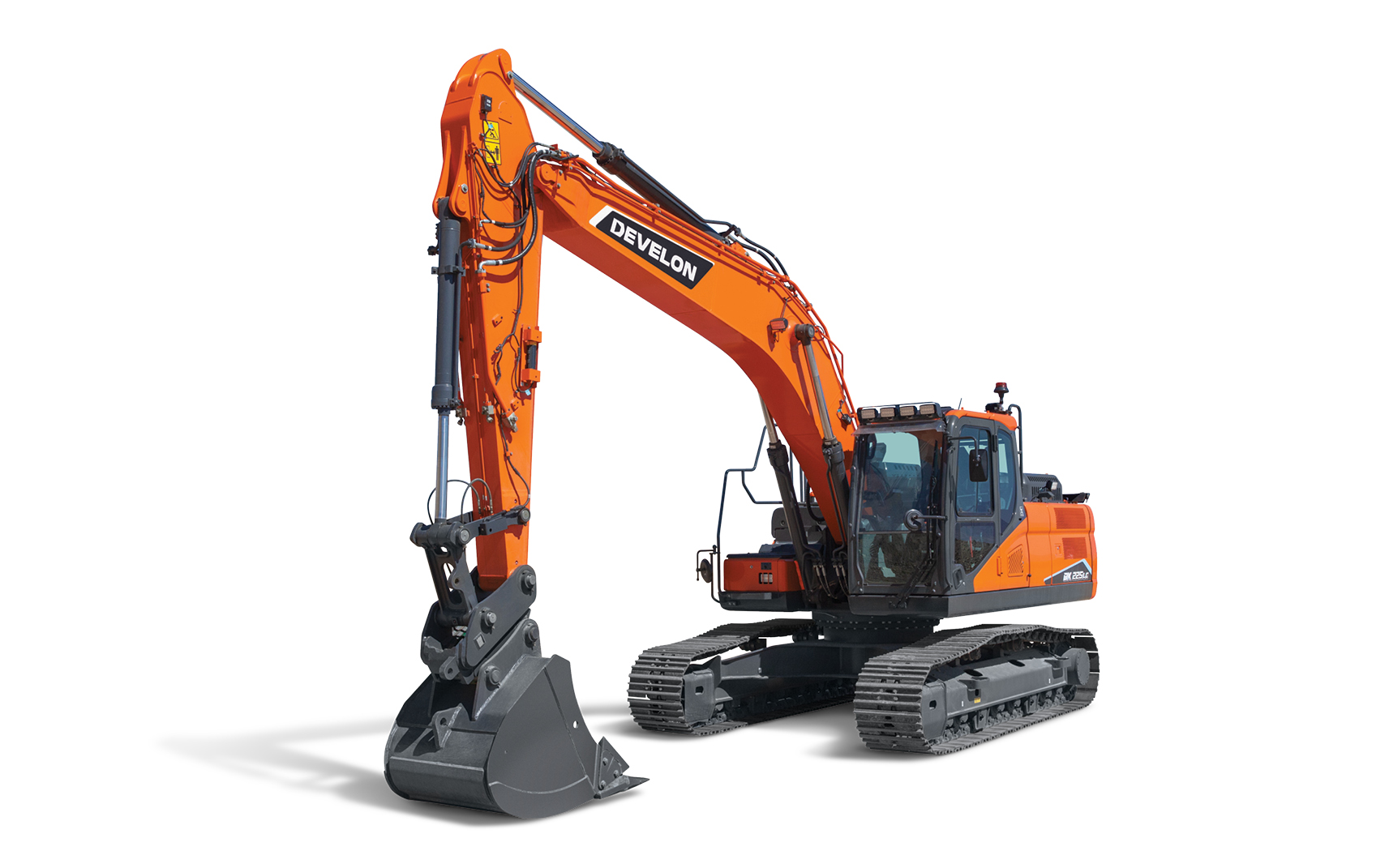 Cut out background of the DEVELON DX225LC-7X crawler excavator.