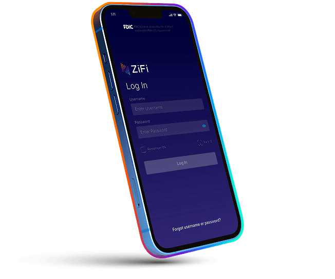 mobile phone with ZiFi login screen
