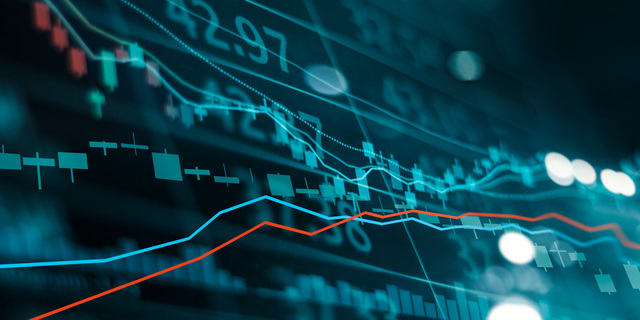 Financial stock market investment trading graph. Candle stick graph chart. Currency exchange rates. Bullish point, Bearish point. trend on technology abstract background