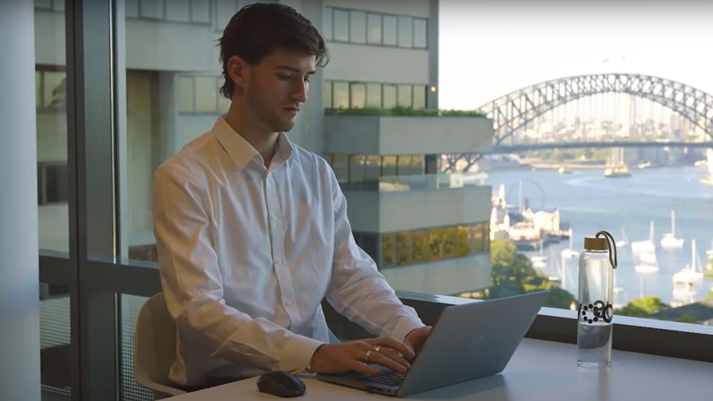 Still from the video Vocus Graduate Program. Finn Harricks, Vocus Graduate 