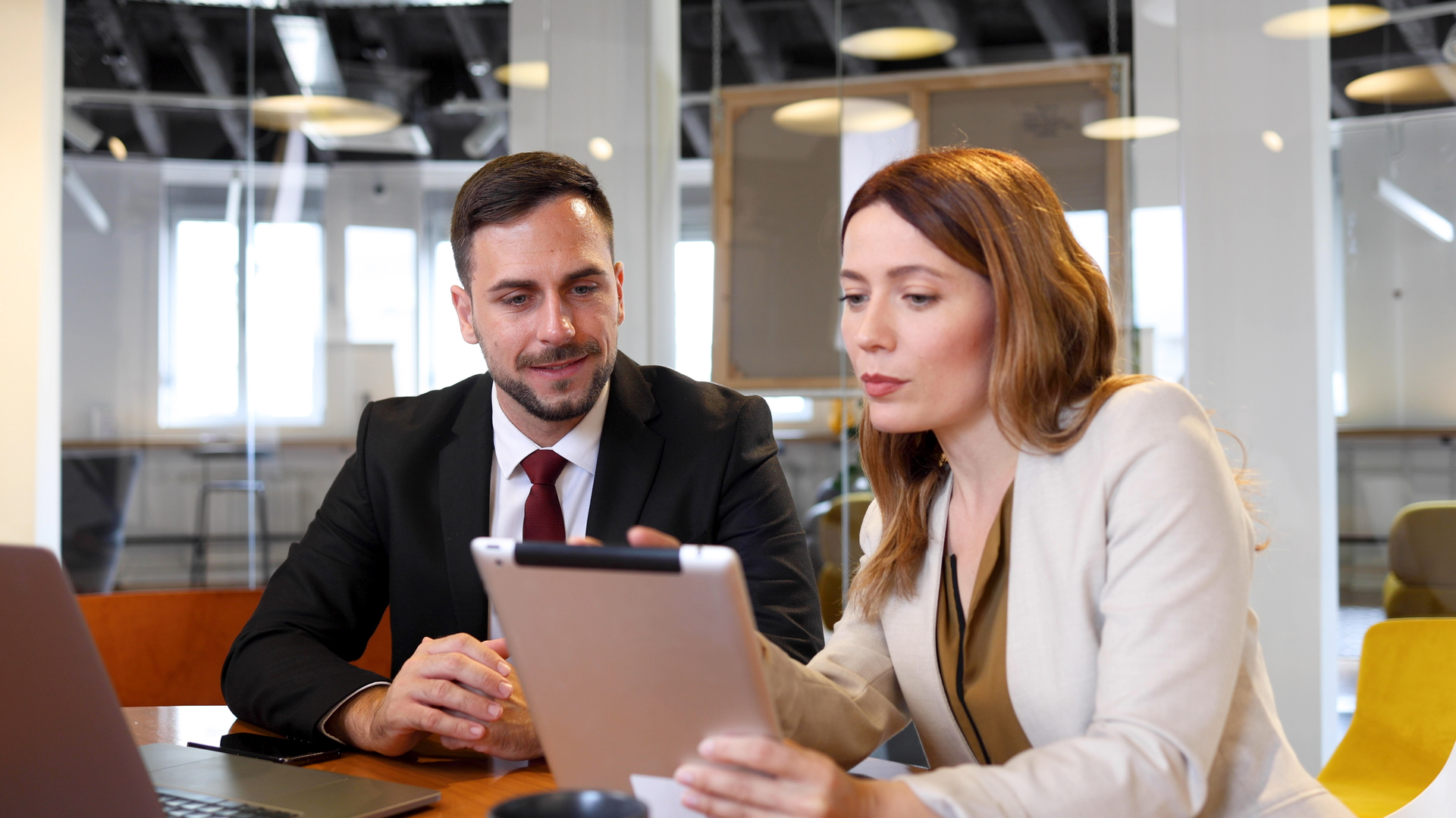 Colleagues finding some good business solutions