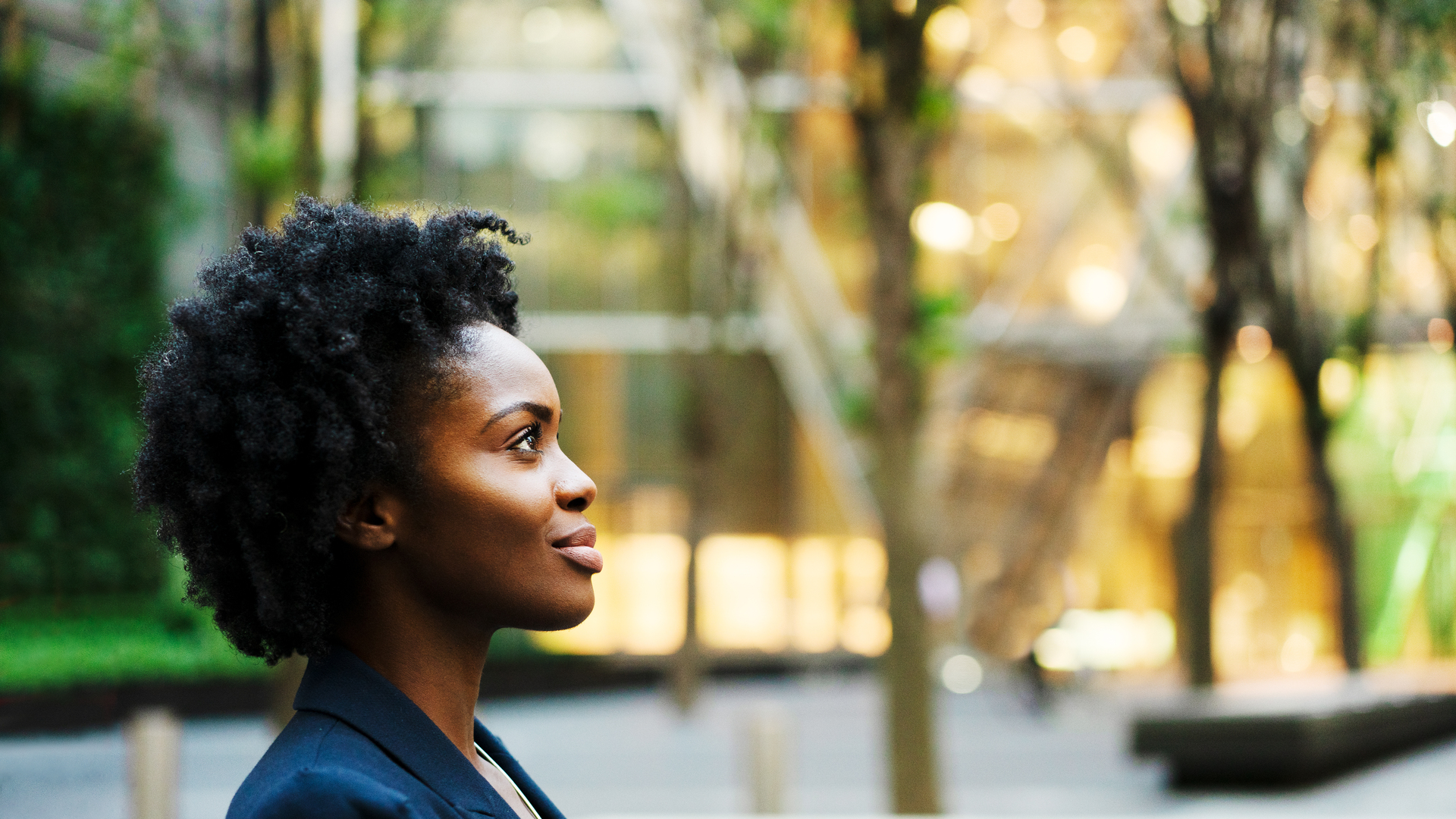 Profile shot of woman looking ahead