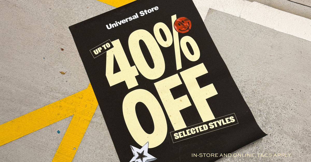40% Off Selected Styles. T&Cs Apply.