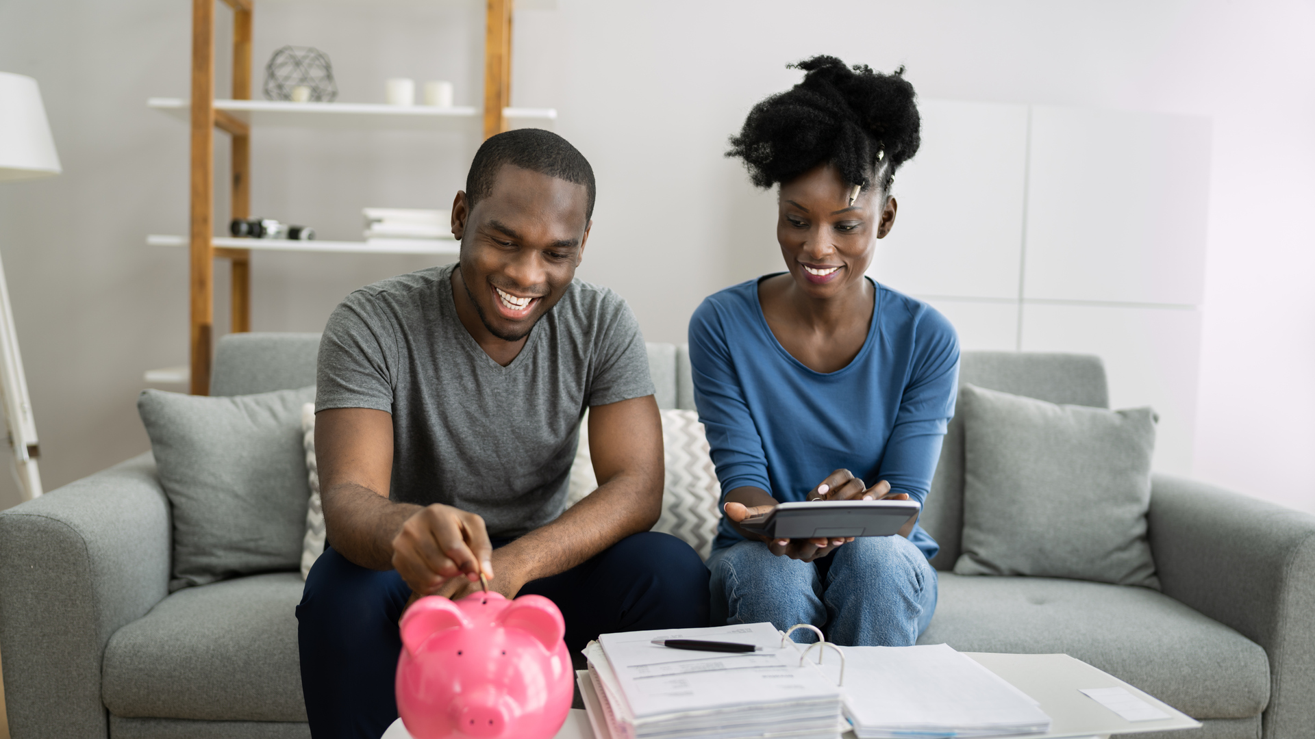 Happy Couple Doing Retire Finances Plan