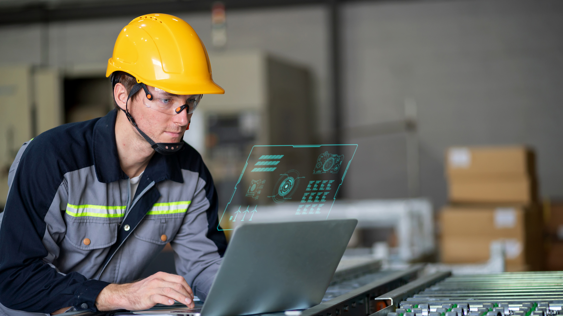A robotics engineer closely monitors the progress of installation program for robotic arm via a digitization display, ensuring precision in the manufacturing of a robotic arm part. Integration of advanced technology and human expertise in an automated