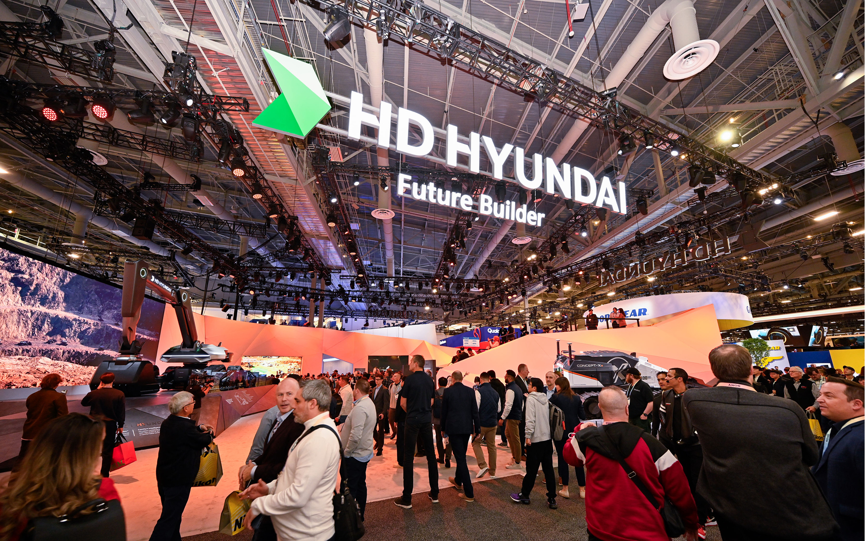 The HD Hyundai and DEVELON exhibit at CES 2024 in Las Vegas.