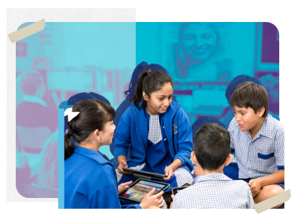 group of children looking at Kids Helpline website on ipad
