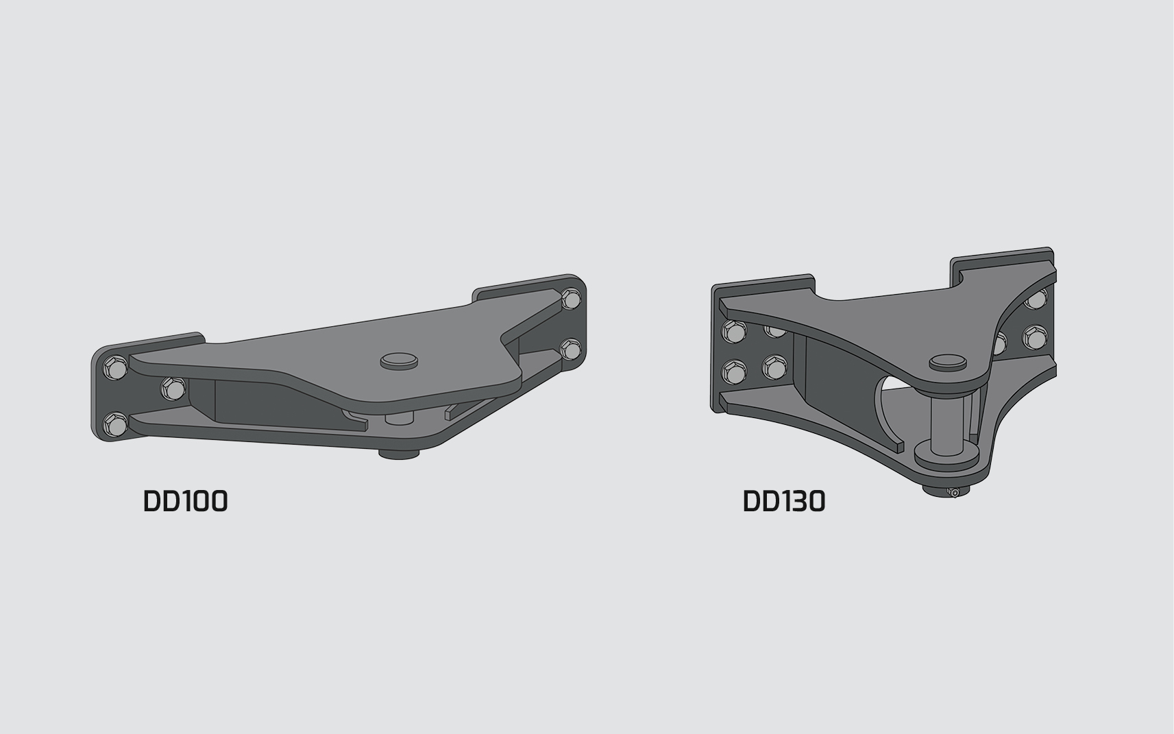 A rendering of the DEVELON towing drawbar attachment for the DD100 and DD130 dozers.