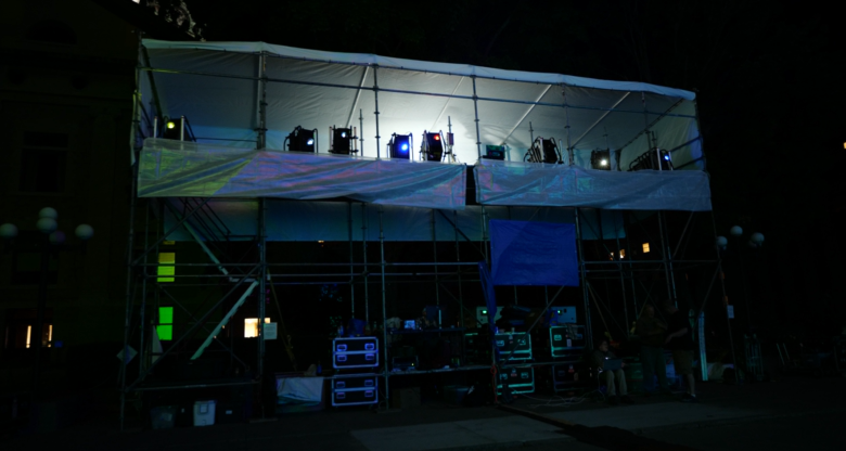 A stage with lights onDescription automatically generated with medium confidence