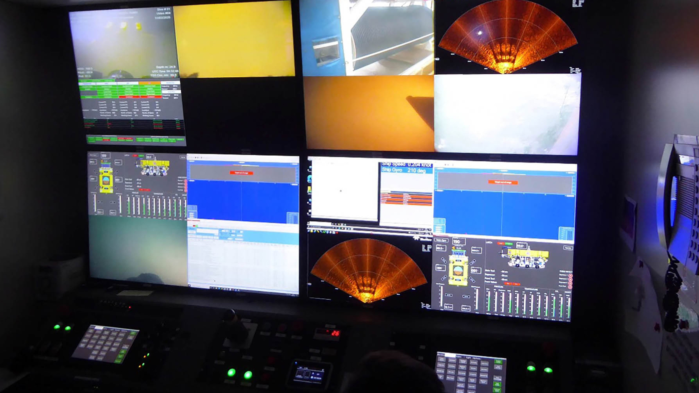 Image of OTDR (Optical Time Domain Reflectometry) measurements from our network operations centre on land and tone signals transmitted through the cables, the ROV operators began their search.