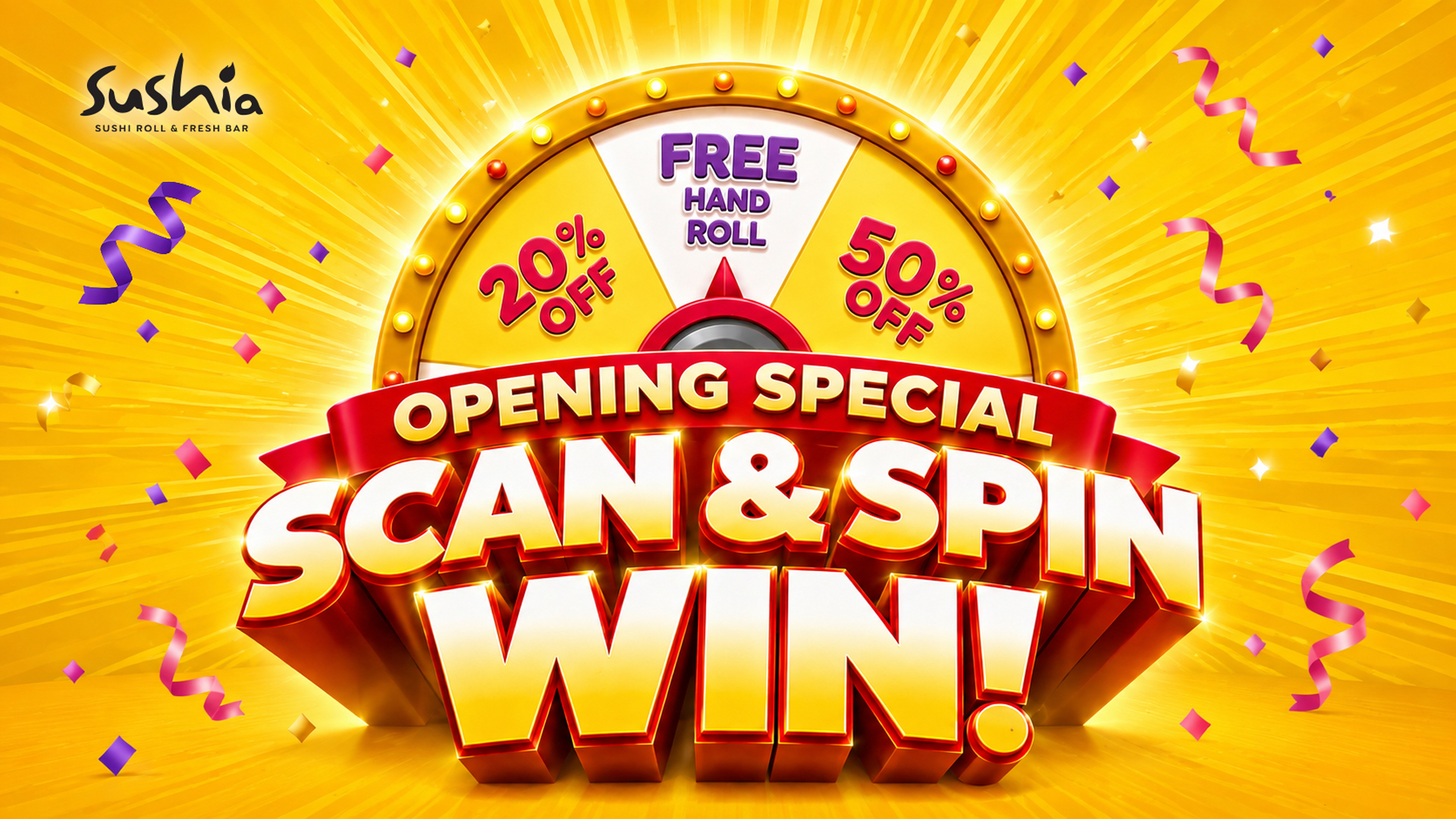 spin and win at sushia - now open at Robina Town Centre