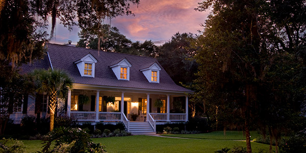 serene house at night