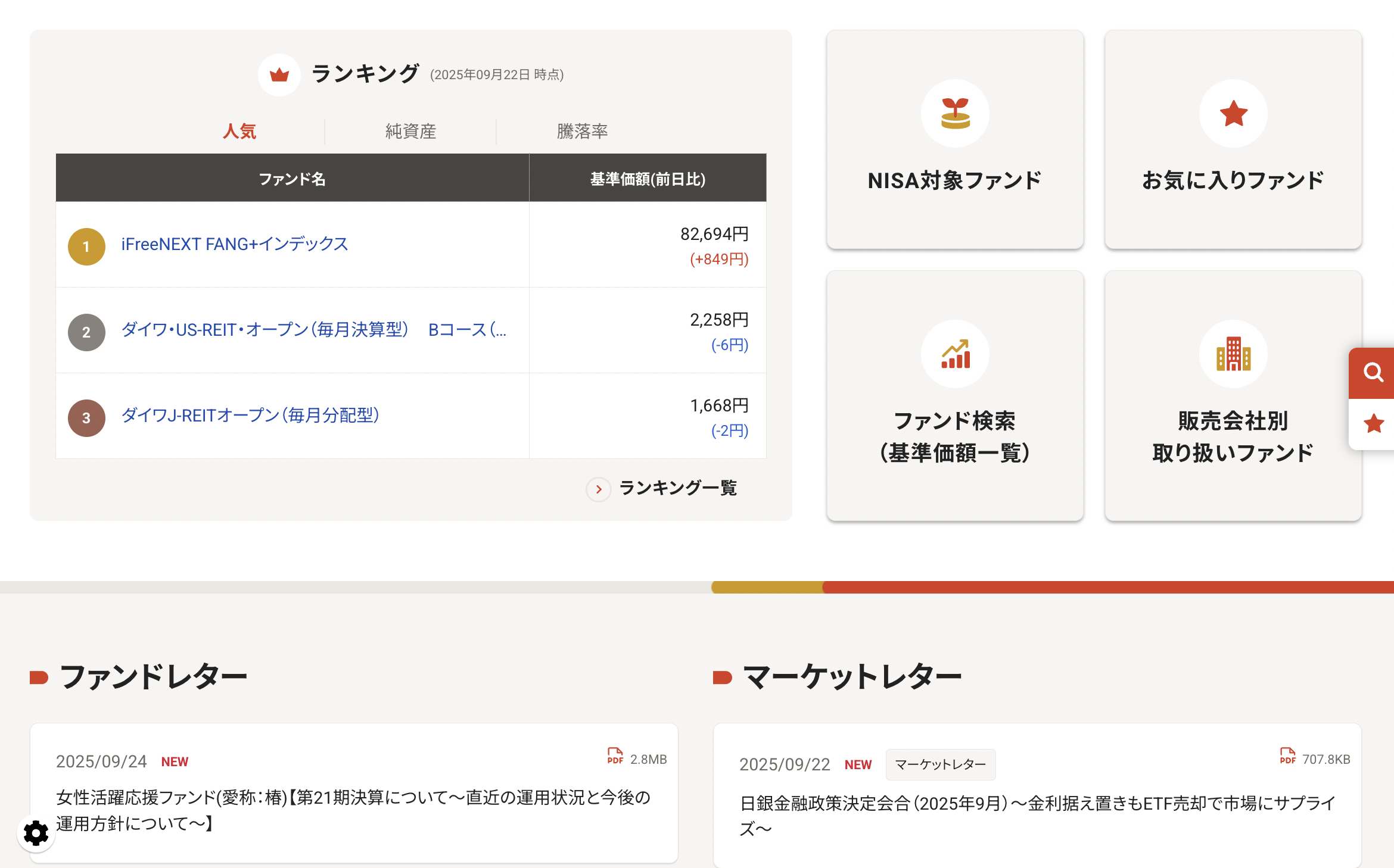 DAIWA asset management　Webサイトトップページ。