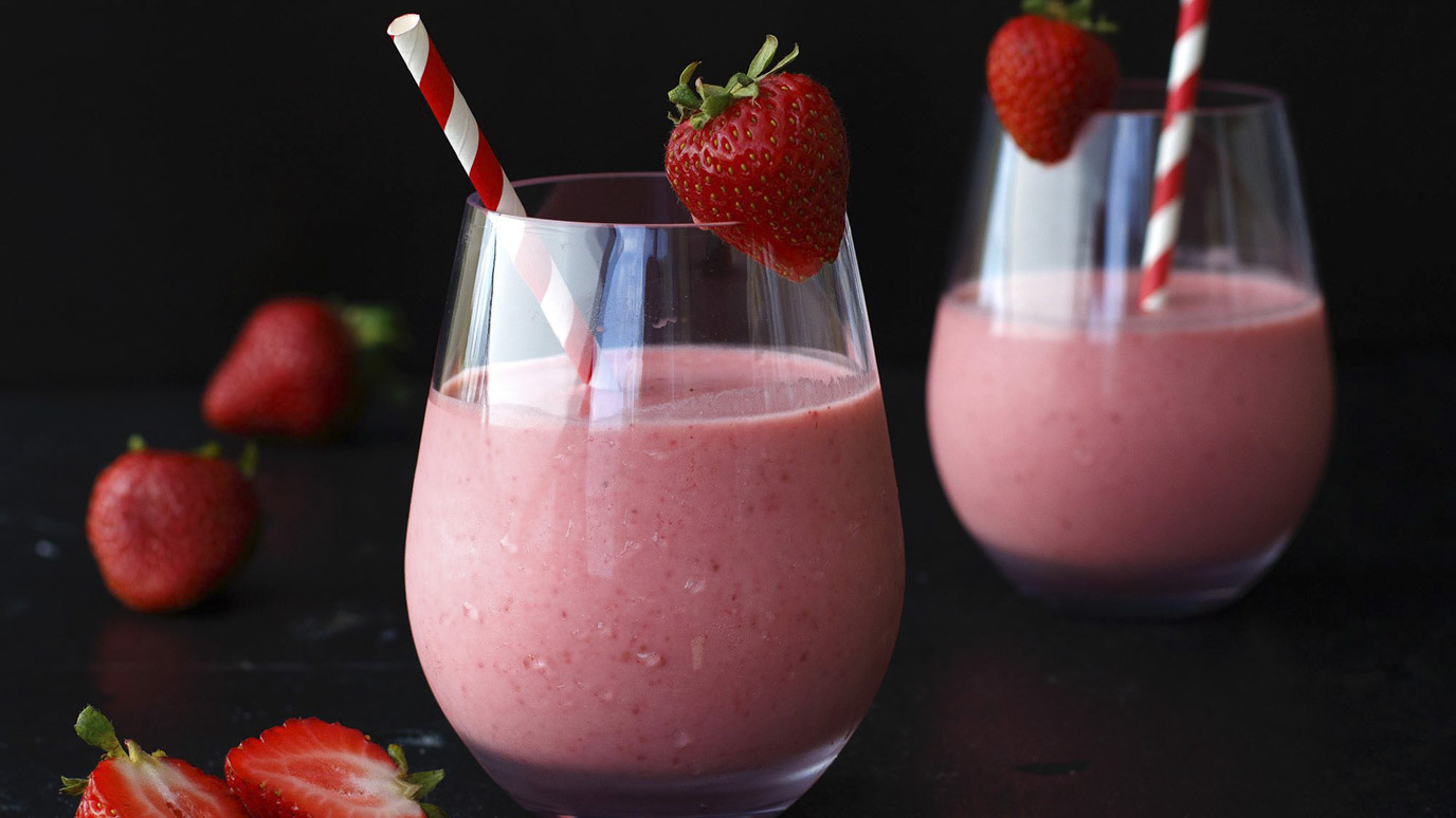 Glass of Strawberry Coconut Milk Smoothie