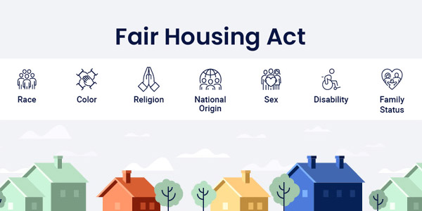 Fair housing act graphic with the different protections listed like 