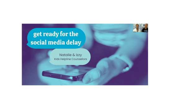 Kids Helpline @ School counsellors Izzy and Natalie with presentation slide