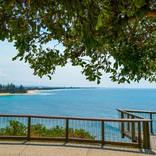 Moffat Beach on the Sunshine Coast, seen from a walkway