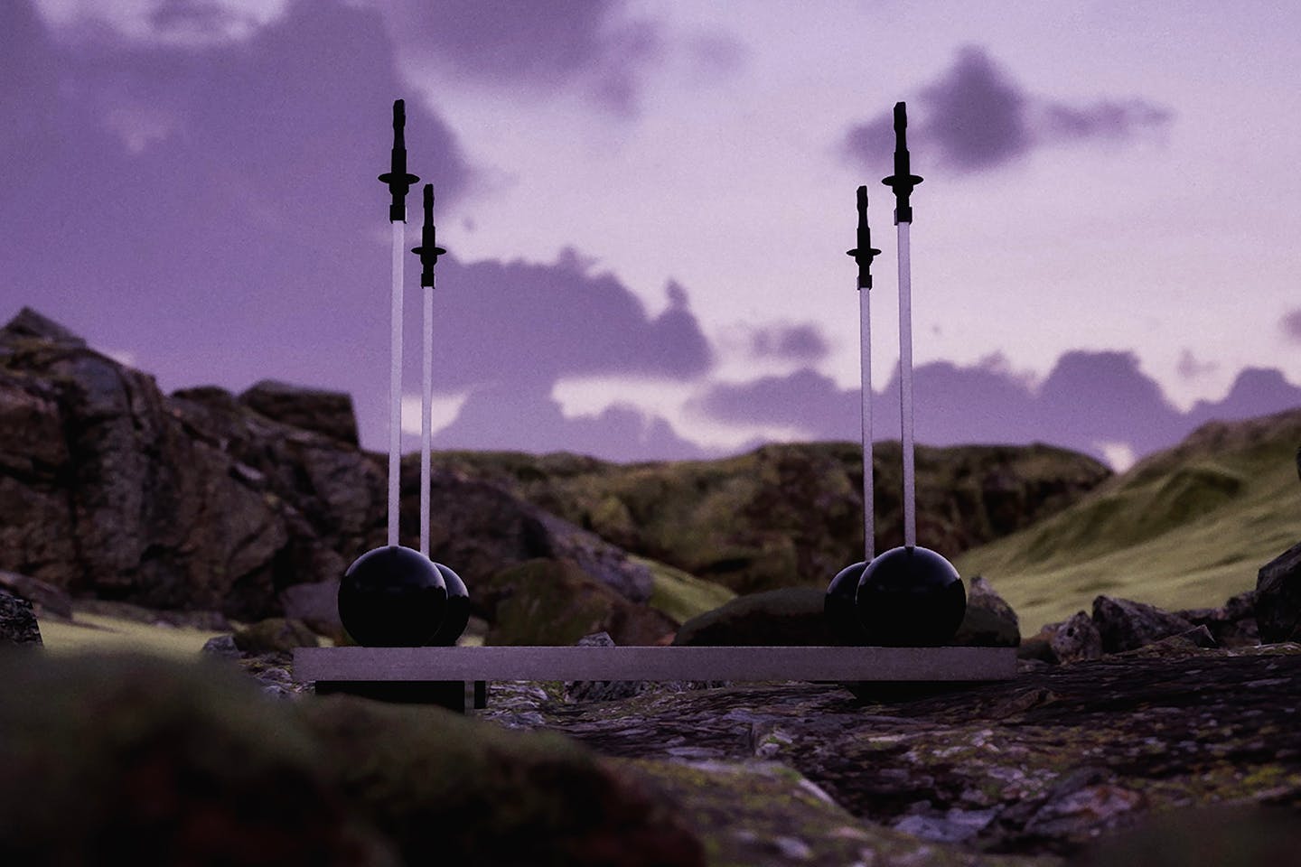 A digital still from Tewari’s thesis encompassing furniture design, film, set design, and CGI.