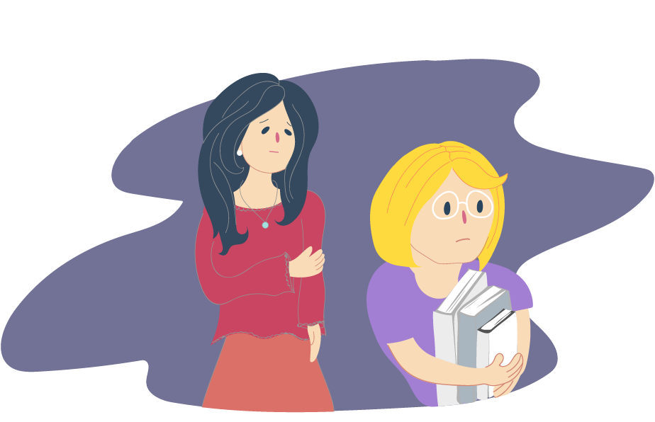 Parent watching stressed teen carrying books.