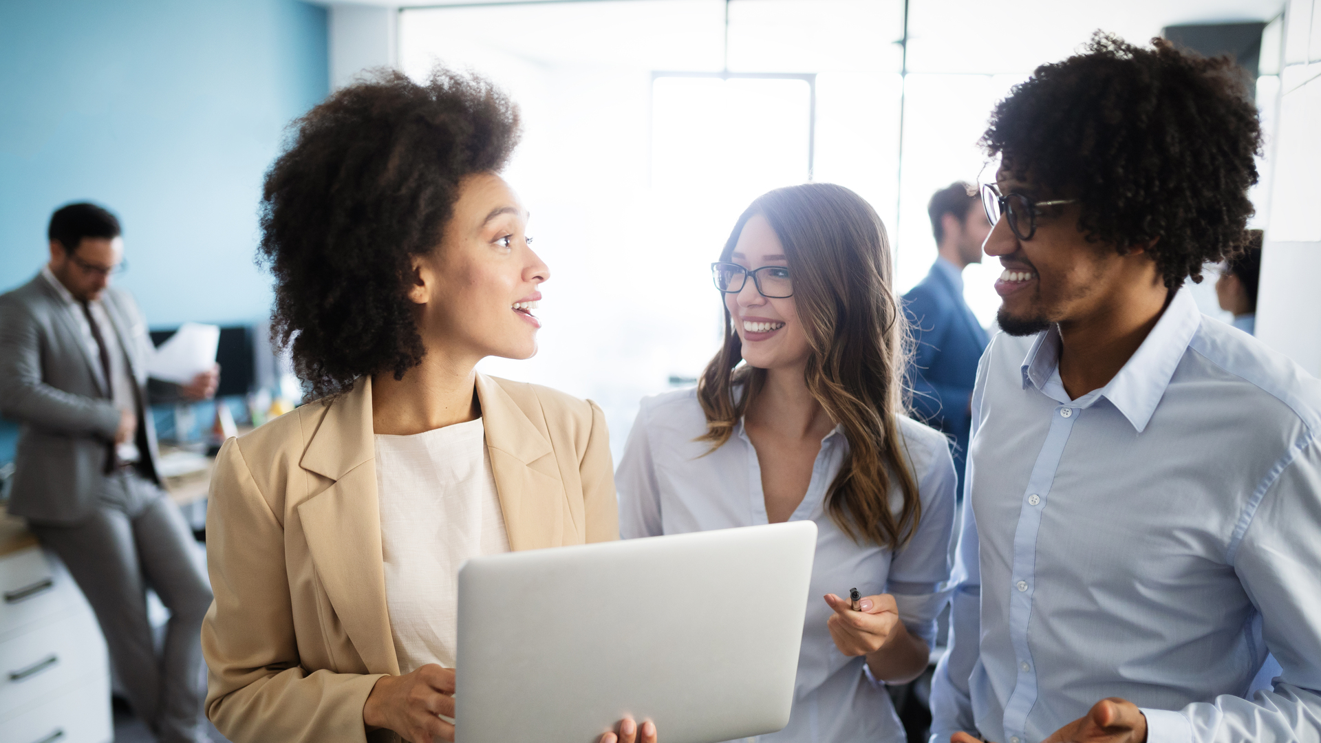 Successful group of business people at work in office