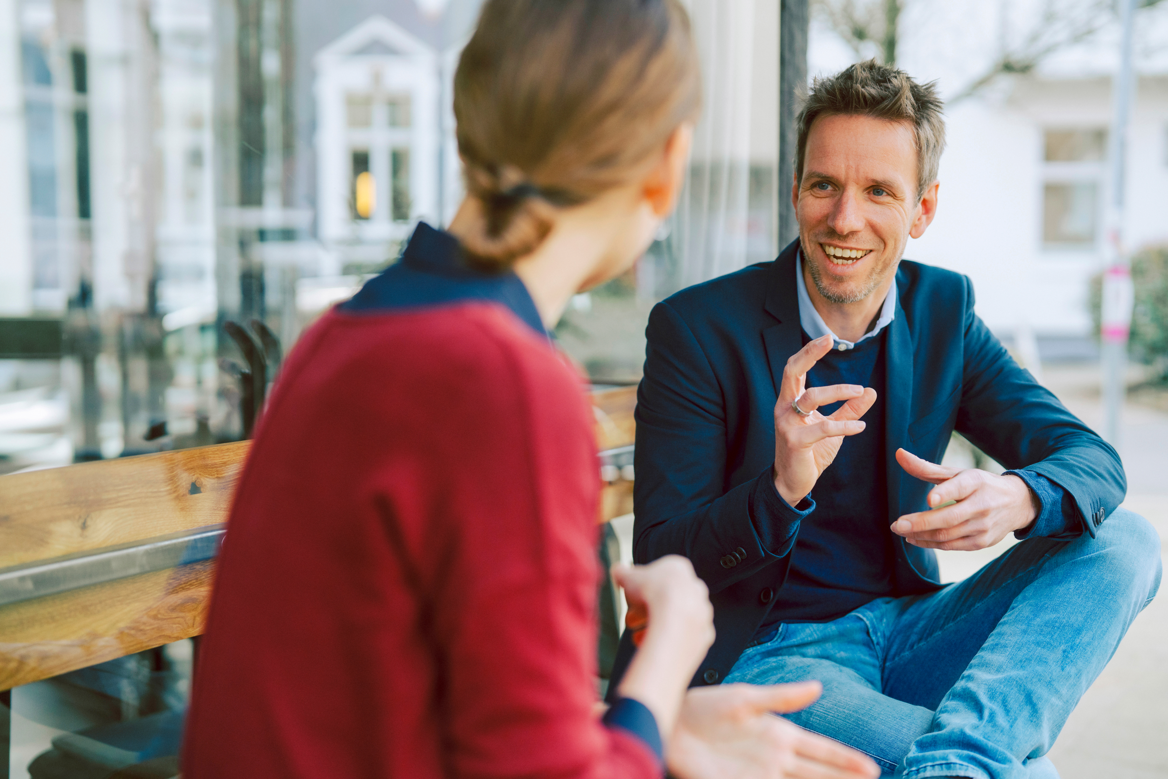 people engaging in conversation