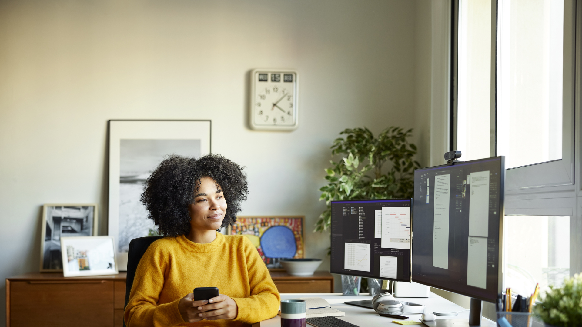 Young businesswoman working at home office
