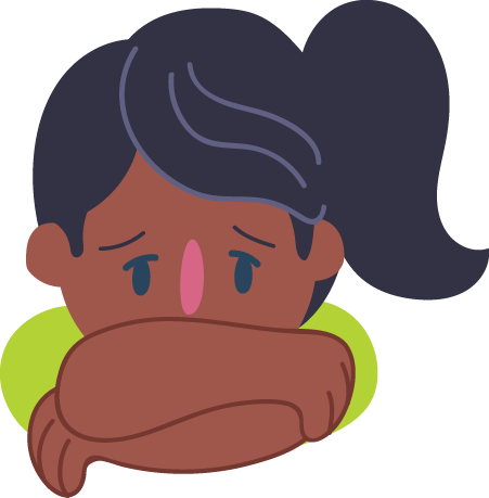A person leaning their face on their crossed arms