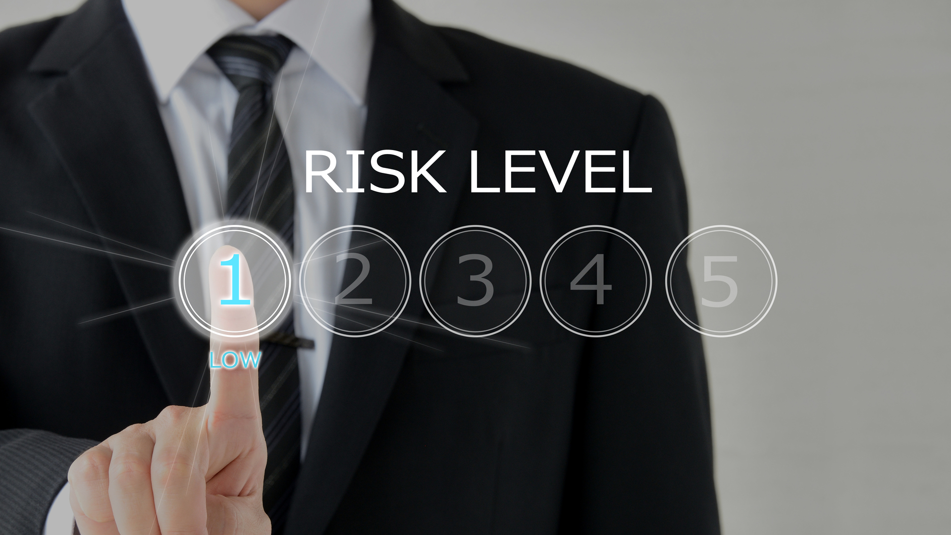 Business man choosing risk level