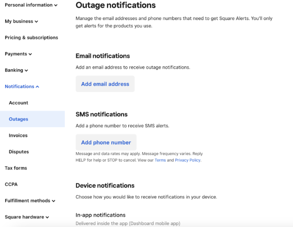 Real-time outage notifications