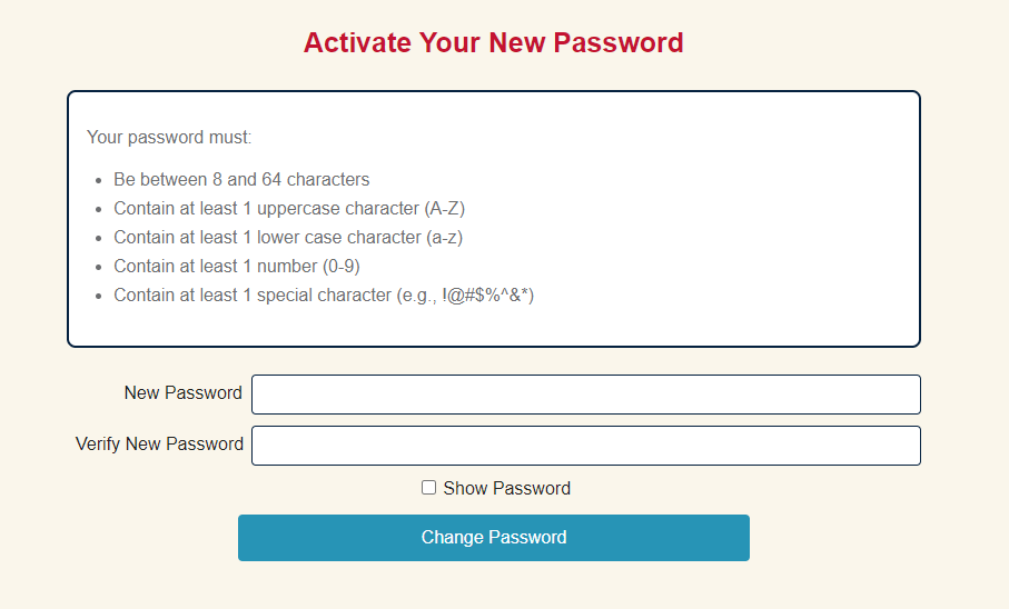 active new password