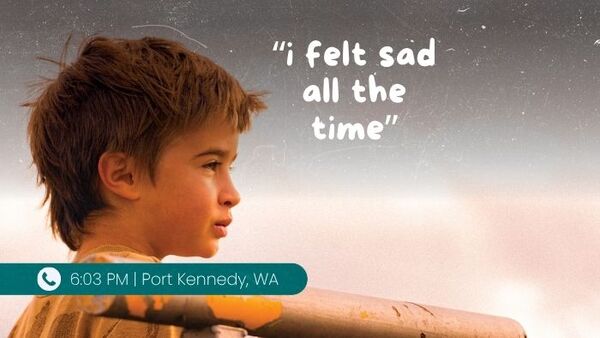 Young boy looking into the distance with the quote "I felt sad all the time"