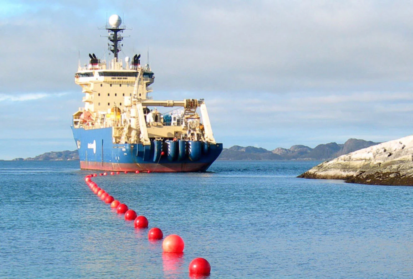 Photo of Submarine cable laying ship.