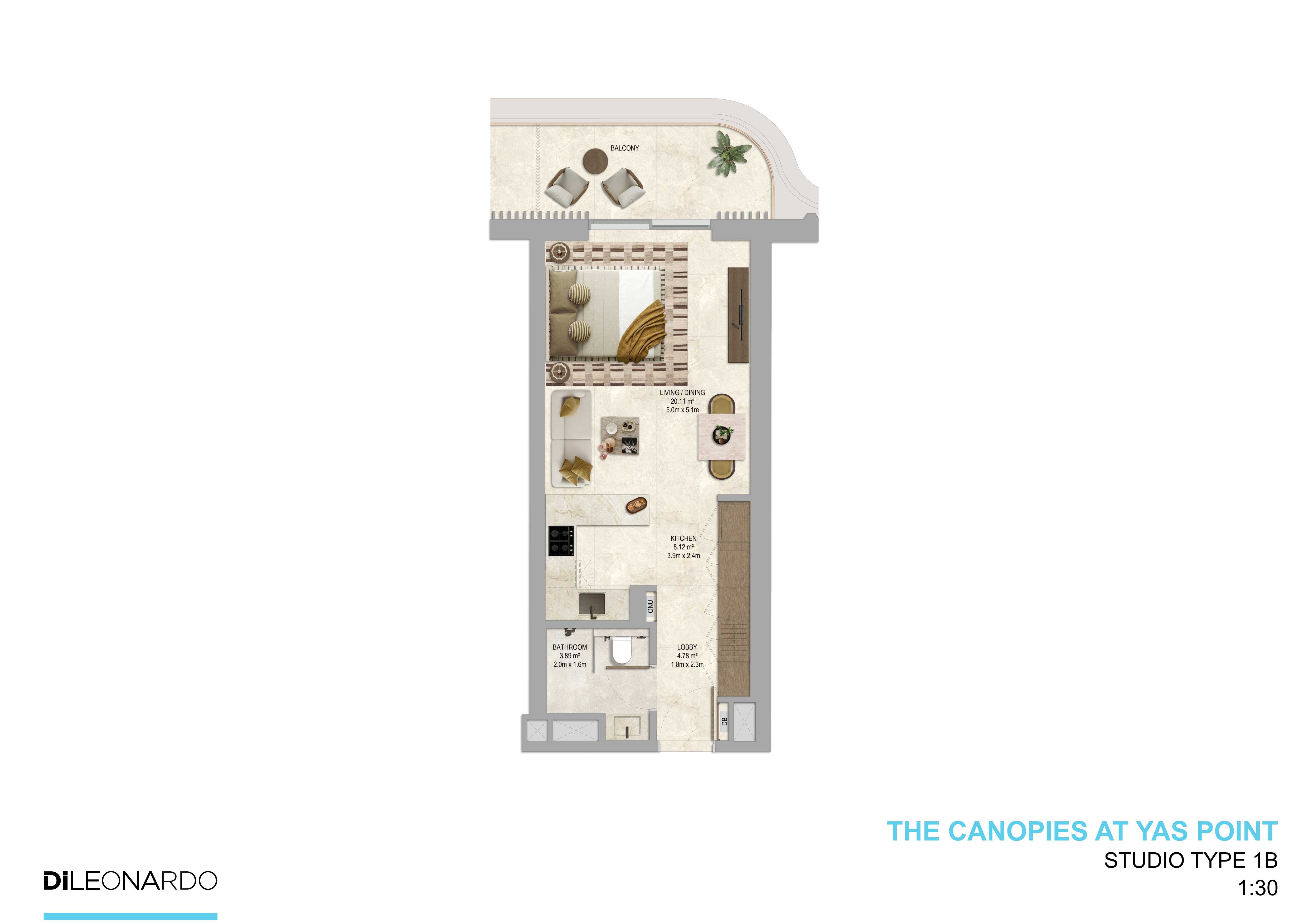 The Canopies at Yas Point Studio, Type 1B floor plan