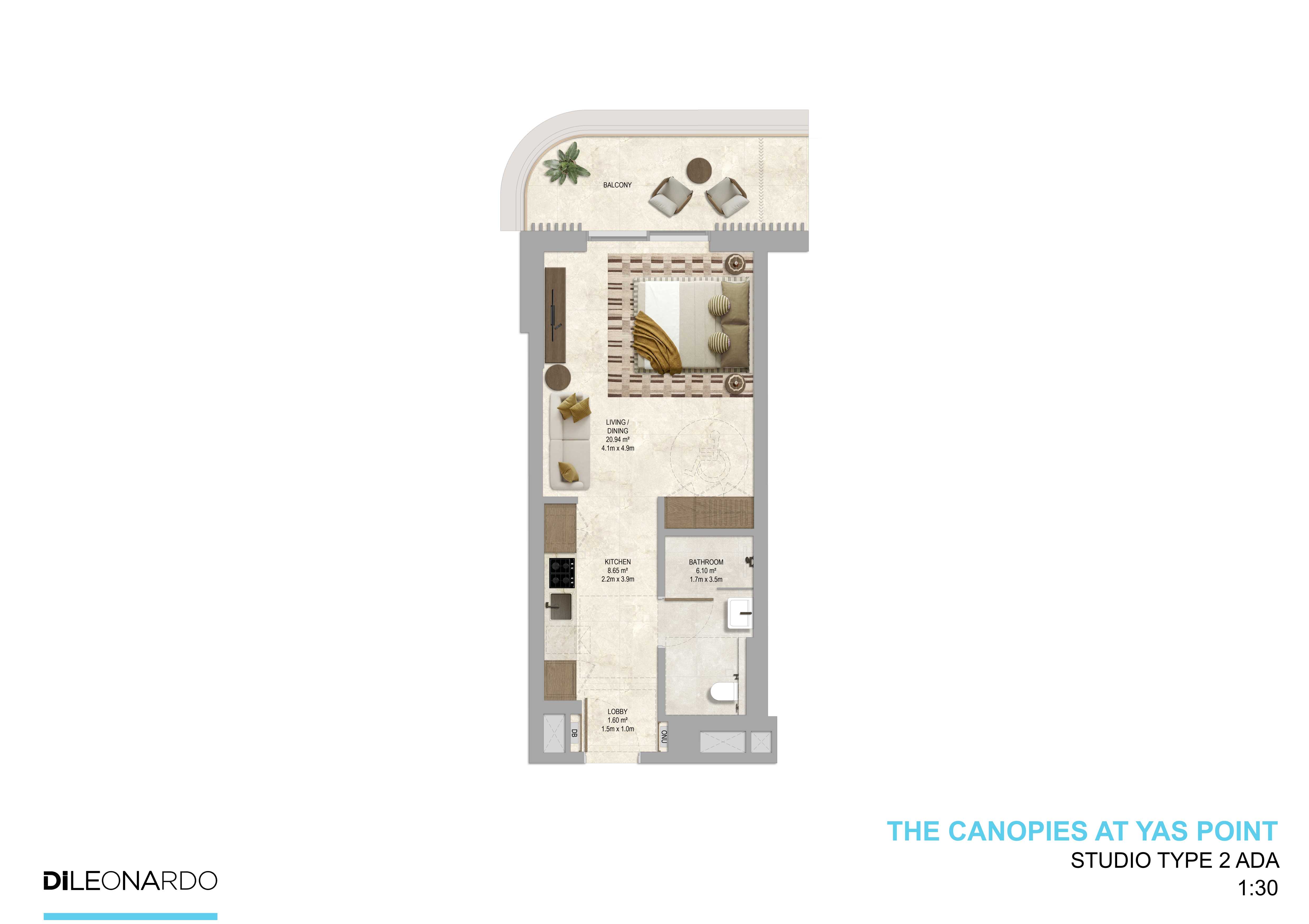 The Canopies at Yas Point Studio, Type 2 floor plan