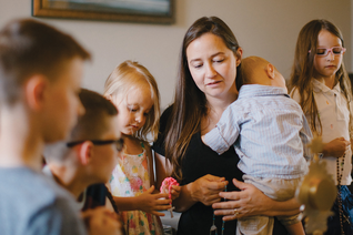 Woman holding a baby