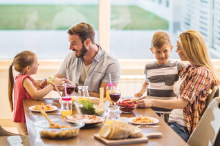 Family having dinner together