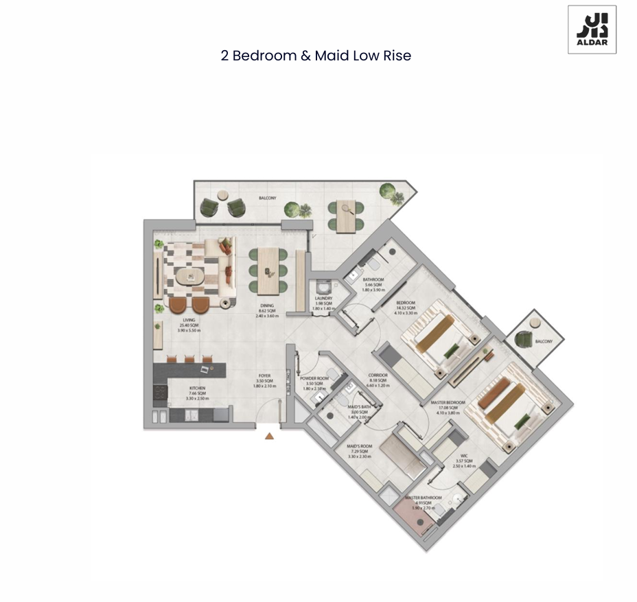 Rise By Athlon 2 bedroom apartment Type D floor plan