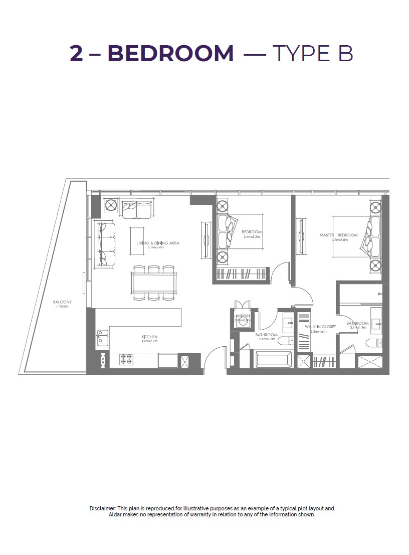 Grove Uptown Views 2 bedroom apartment typeb floor plan