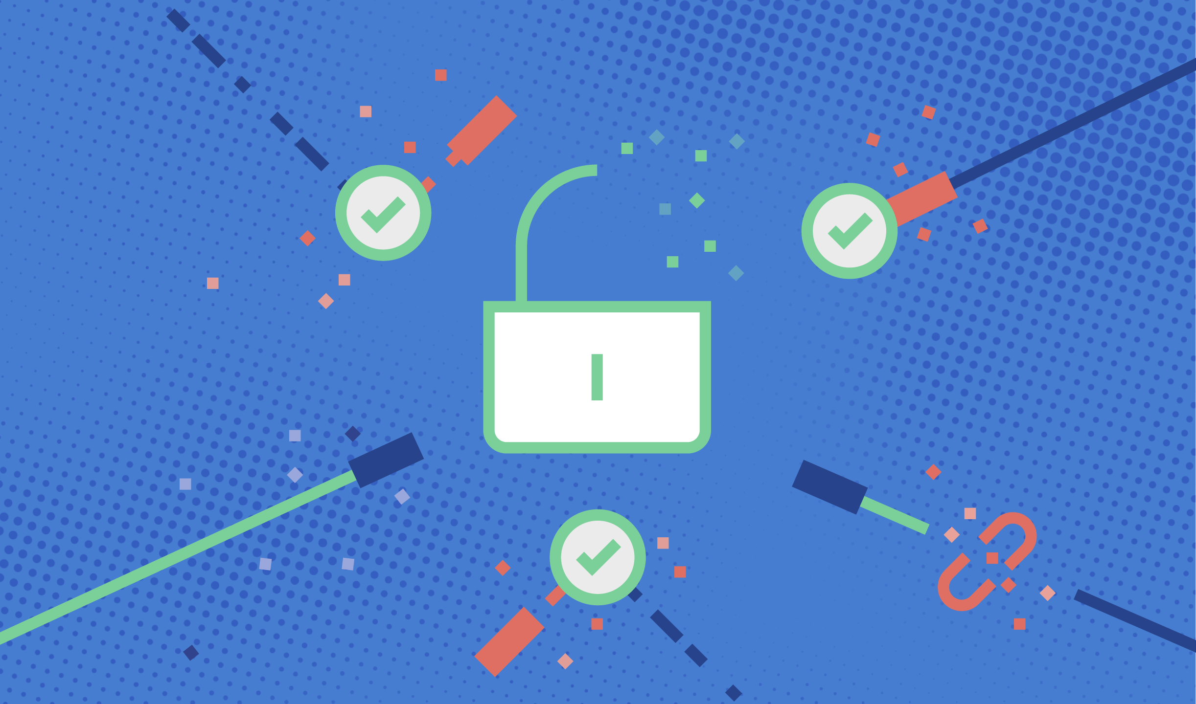 Illustration of a padlock on a blue background