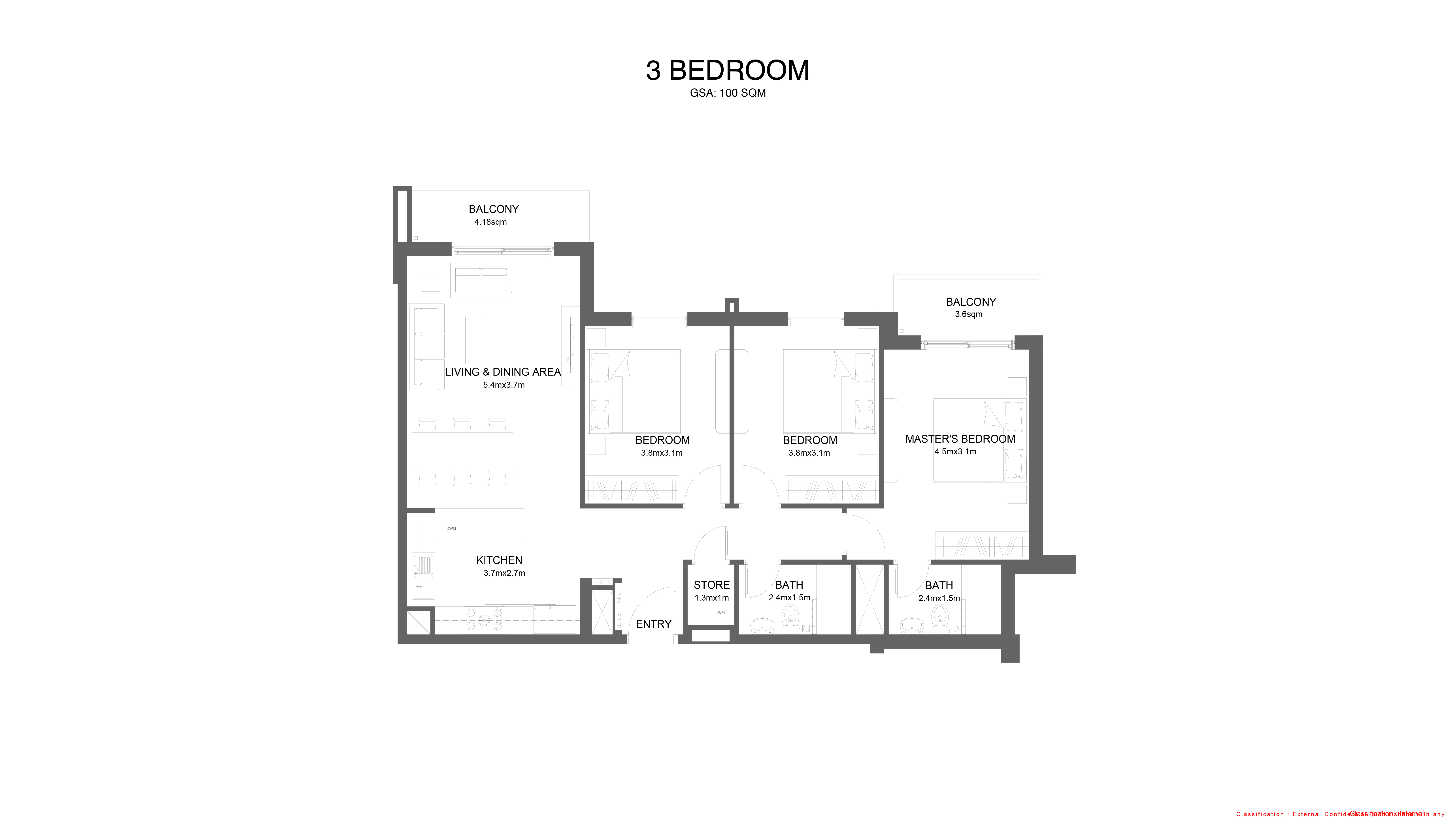 Reeman Living 3 bedroom apartment typeA floor plan