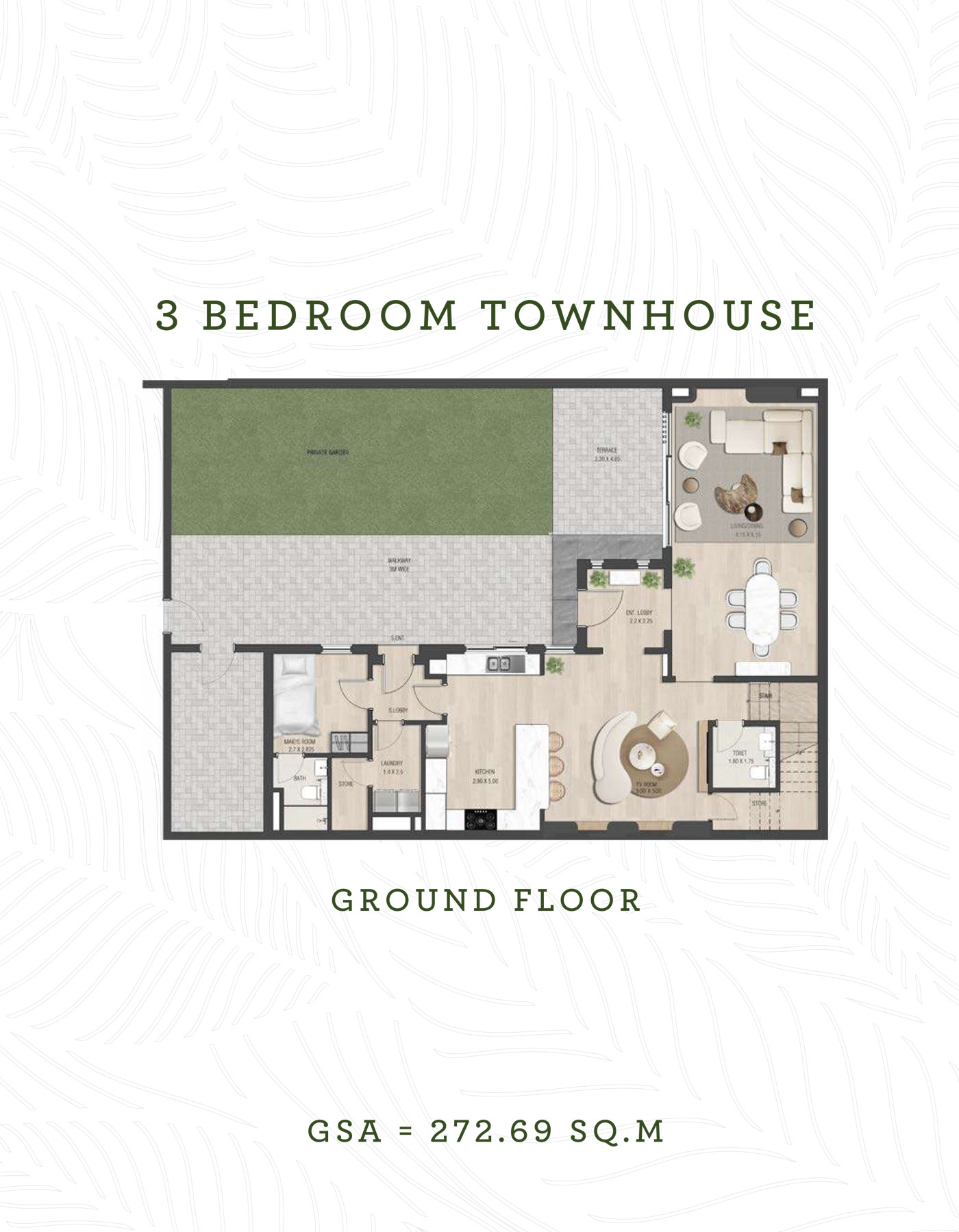The Sustainable City Yas Island 3 bedroom townhouse typeB floor plan