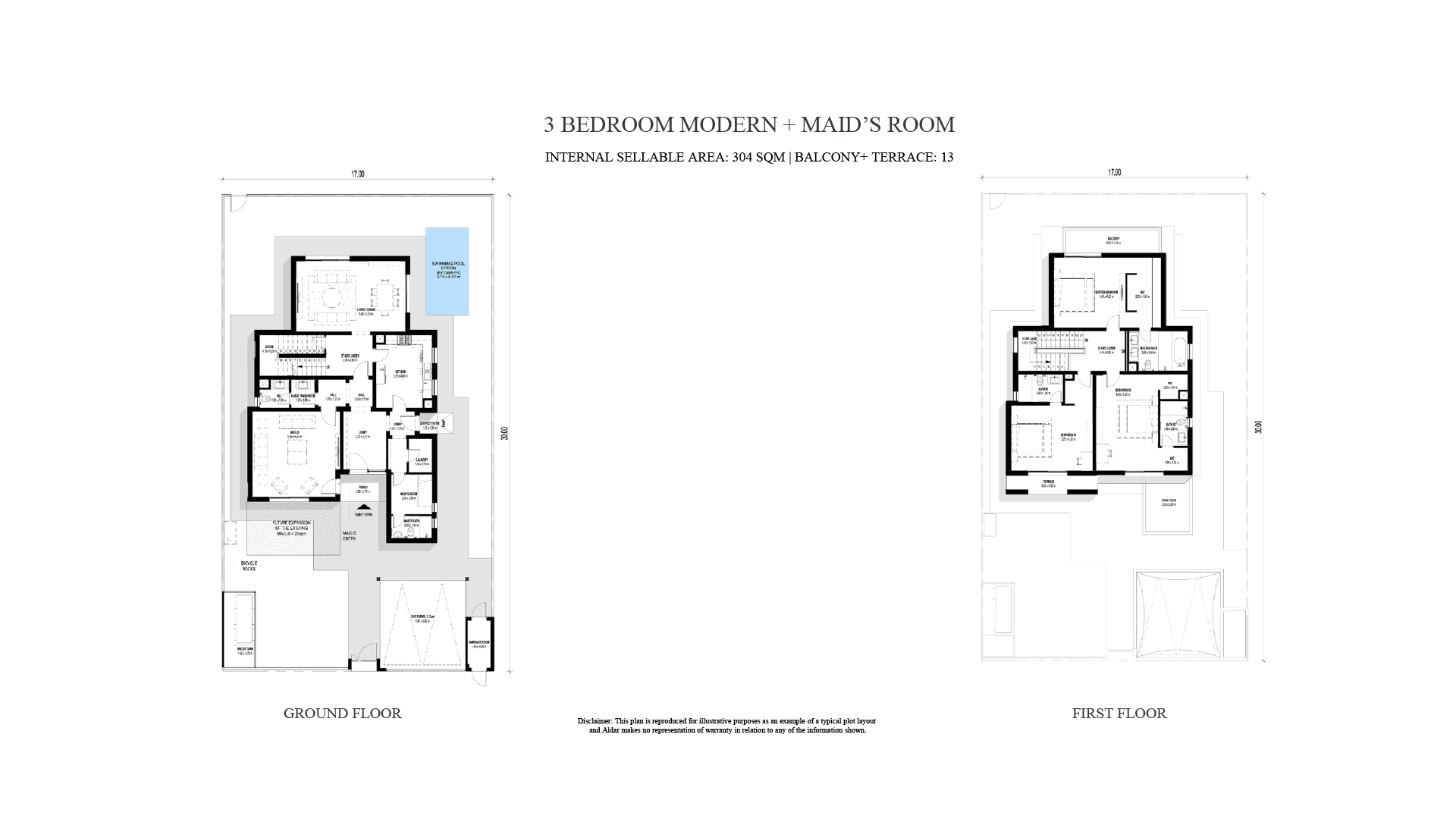 Fay Al Reeman II 3 bedroom villa typeB floor plan
