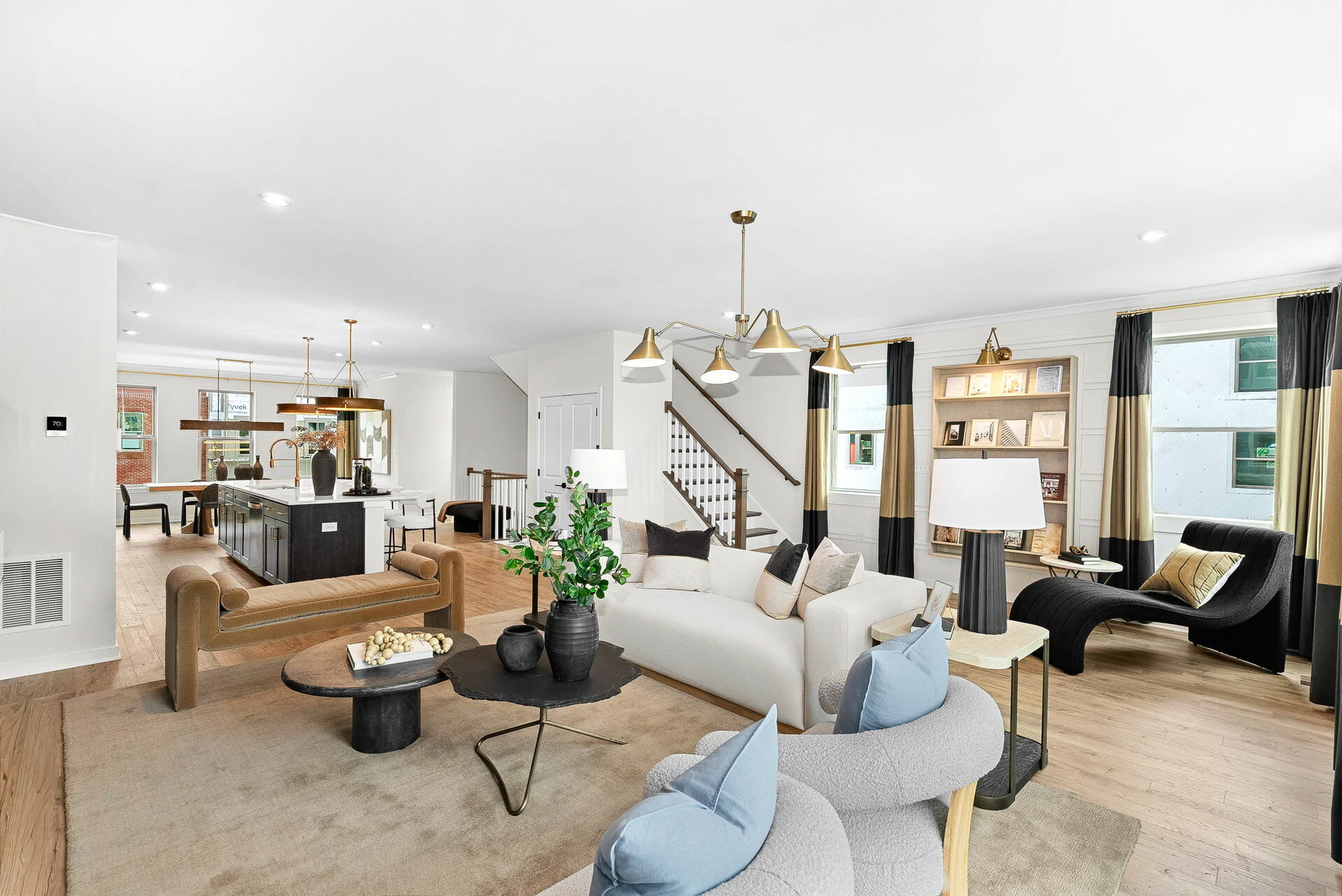 great room with solid flooring & lots of light