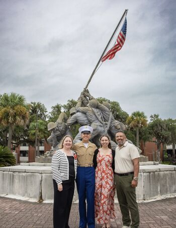 Linsey, Brandon, Brianna and Luis Pratts gather for Brandon's graduation from Parris Island bootcamp for the United States Marine Corps.
