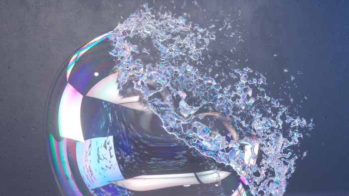 Close-up photograph of a soap bubble bursting